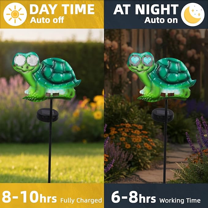 Turtle Decorative Garden Stakes with White LED Lights Display I Love U, 39.3" Solar Turtle Garden Decor Outdoor for Yard Patio Pathway Lawn Ornaments