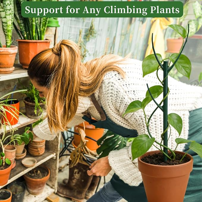 15 Pack Stackable Monstera Plant Support Stakes, 120inch Climbing Plant Sticks Structures with Garden Ties, Durable Alternative to Moss Pole for Indoor Outdoor Plants