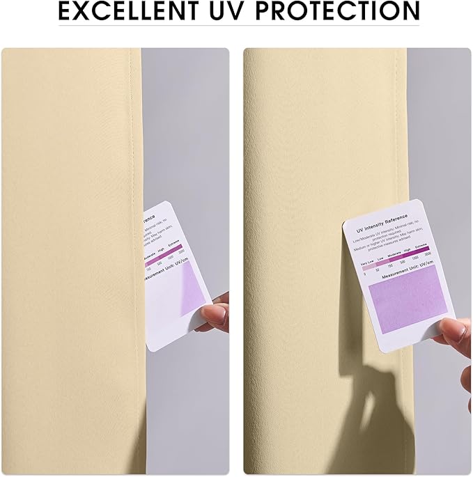 NICETOWN Fade Resistant Outdoor Curtains 2 Panels, Lightfastness Grade 4 Longlasting Waterproof Sun Blocking Thermal Insulated Draperies for Patio, Gazebo, Biscotti Beige, W52 x L96 Inch per Panel