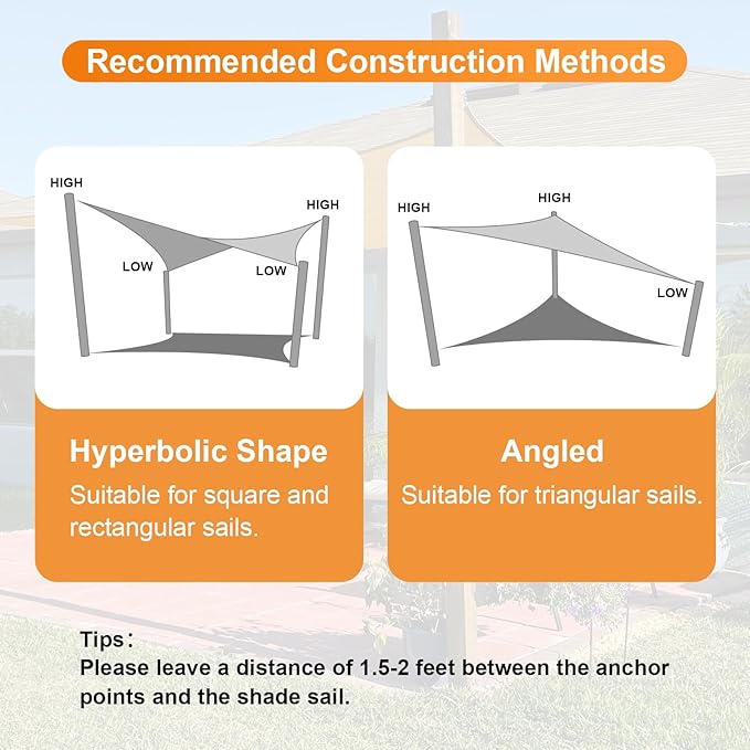 Artpuch Sun Shade Sails Canopy, 185GSM Shade Sail UV Block for Patio Garden Outdoor Facility and Activities (10'x13', Grey)