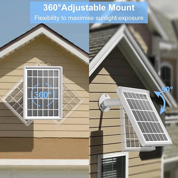 Solar Panel Charger for Ring Camera，Spotlight Cam Plus/Pro and Stick Up Cam Battery, 6V 3W 13.1Ft Fast Charging Cable