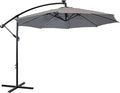 Sunnydaze 10' Solar Offset Patio Umbrella - Solar Cantilever Umbrella Outdoor with LED Lights - Polyester Shade, Air Vent, & Cross Base