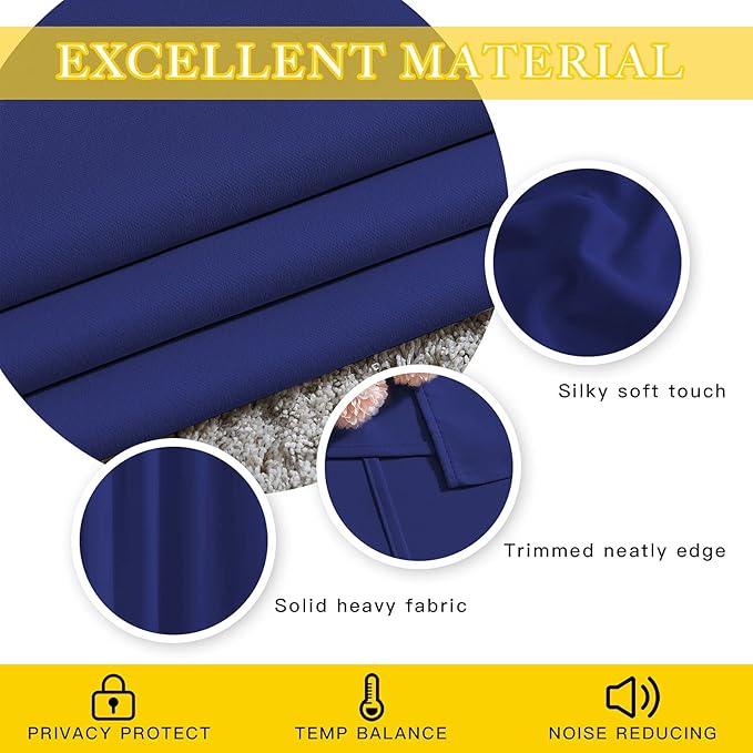 NICETOWN Sliding Glass Door Curtain Panel, Home Decoration Privacy & Noise Reducing Room Divider for Shared Apartment (Navy Blue, 80 inches x 84 inches)
