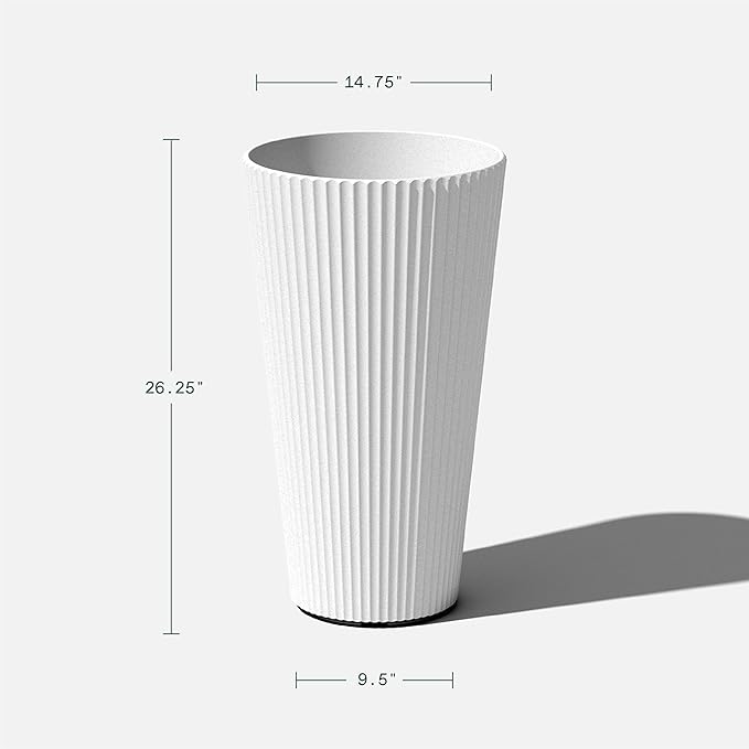 Veradek Demi Series Tall Planter for Porch, Patio, Backyard | Durable Plastic-Concrete Material | Modern Décor for Tall Plants, Grasses