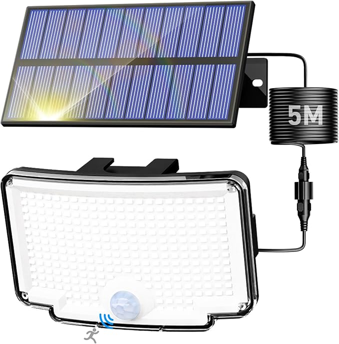 Peasur Solar Motion Lights Outdoor, 318 LED Solar Security Light with 3 Modes, IP65 Waterproof Powered Flood Lights for Outside Garden Patio Garage Yard Backyard
