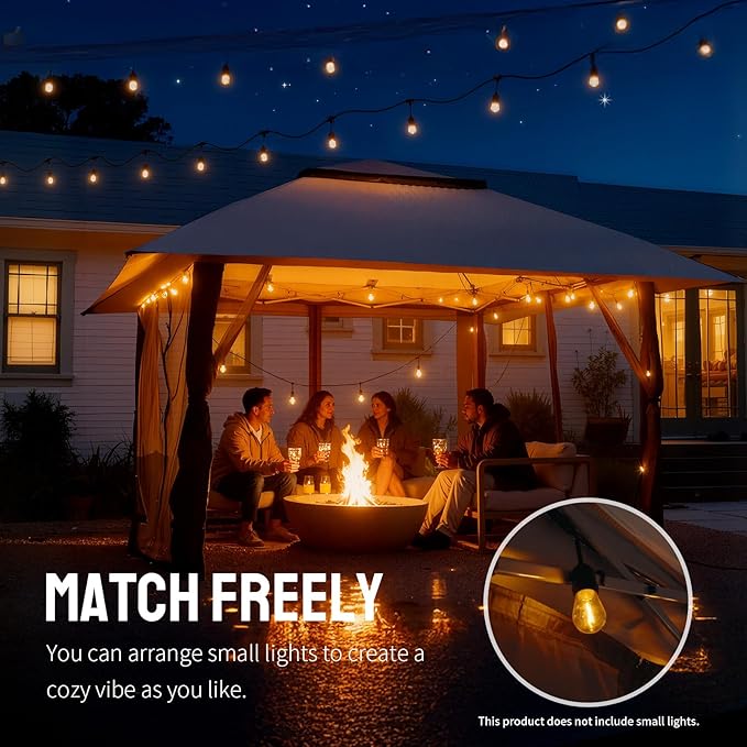 CROWN SHADES 11X11 Outdoor Pop Up Gazebo Base 10X10 Patio Gazebos Patented Center Lock Quick Setup Newly Designed Storage Bag Instant Canopy Tent with Mosquito Nettings (11x11, Gray)