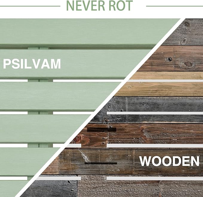 Psilvam 2-Person Outdoor Poly Lumber Patio Backless Bench, Fade-Resistant & Odor-Free Poly Lumber Patio Furniture, Weatherproof, Suitable for Garden, Porch and Park, 700 Lbs Support (2pcs, Green)