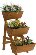 3-Tiers Wooden Raised Garden Bed,Wood Planter Box for Vegetable,Flower Rack,Flower Pot Stands,Indoor Outdoor Gardening Planting Beds (Brown, Small)