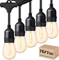 Svater Outdoor Led String Lights 75 FT, Patio Lights for Outside with 26pcs S14 Shatterproof Bulbs, IP65 Waterproof Commercial Grade Market Light, 1 Watt E26 Dimmable 2700K Warm White