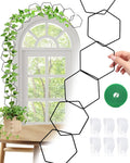18 Pcs Garden Chain Trellis for Indoor Climbing Plants, Unique 6-Corner Plant Accessory with Hooks and Ties, Wall Trellis Plant Support for Hoyas, Ivy, Monstera Outdoor (Black)