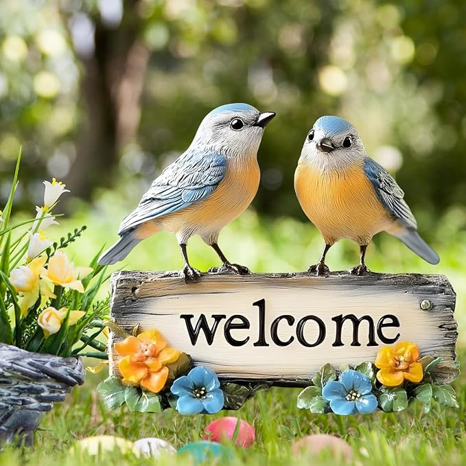 Fairy Garden Stake Decor, Acrylic 2D Garden Fairy Decoration, Fairy Garden Accessories for Outdoor Indoor Yard Lawn Pot Plants (Two-Birds)