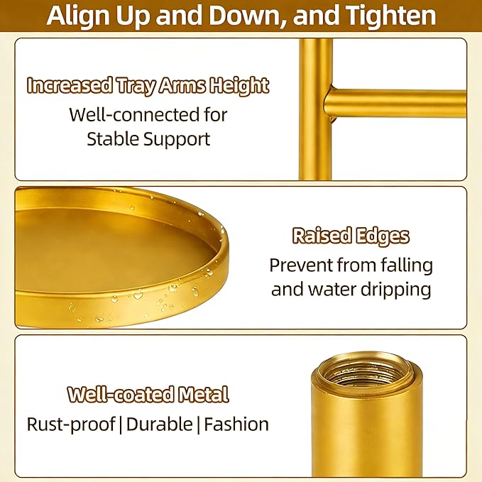 Rotating Window Plant Shelves with Adjustable Knobs, 4 Tiers Metal Wall Shelf for Plants Indoor, Sturdy Hanging Plant Holder, Window Wall Decor & Gardening Gifts (Golden)