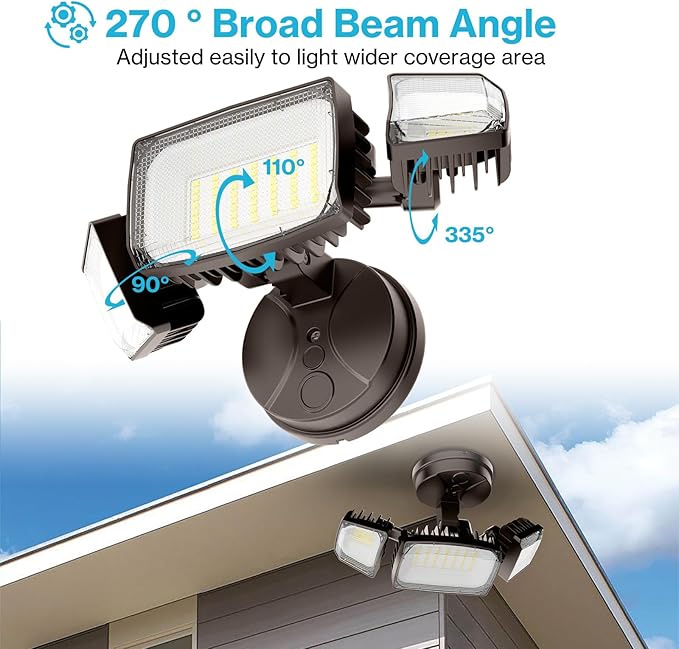Olafus 80W Flood Lights Outdoor, Switch Controlled 8000LM LED Security Lights, IP65 Waterproof Outside Floodlights, 6500K Exterior Flood Light Fixture Wired for House Yard Porch Eave Brown