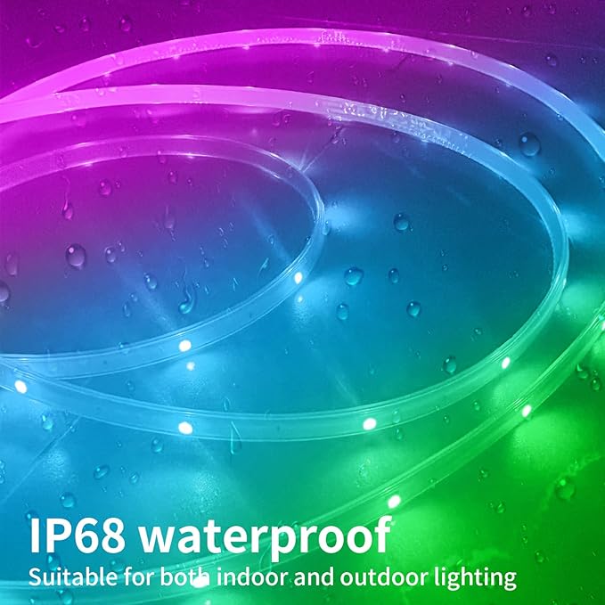 KSIPZE 100ft(2x50ft) Outdoor led Strip Lights Waterproof IP68, RGB Outdoor led Lights with Button & Bluetooth App Control, Music Sync, Timer, Exterior Led Rope Lights for Decor Balcony, Roof