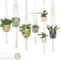 Nook Theory 6-Pack Macrame Plant Hangers with 12 Hooks - Hanging Planters for Indoor Plants, Boho Macrame Hangers Indoor Outdoor, Decorative Plant Hanger Indoor (Cream)