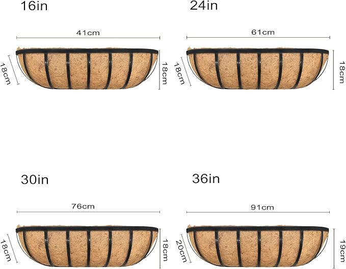 2pack 36-inch Window Sill Window Railing Planters with Cocoa Liner for Outdoor Balconies, Porches, Fences, Patio Railings
