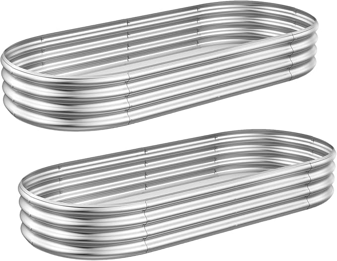 GADI Metal Raised Garden Bed 2Sets Galvanized Planter Box for Vegetables, Flowers, Herbs, and Succulents