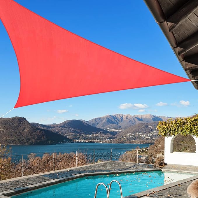 KANAGAWA Sun Shade Sail 12'x12'x12' Scarlet Triangle UV Block Canopy Awning Shelter Fabric Cloth Screen for Outdoor Patio Garden Backyard