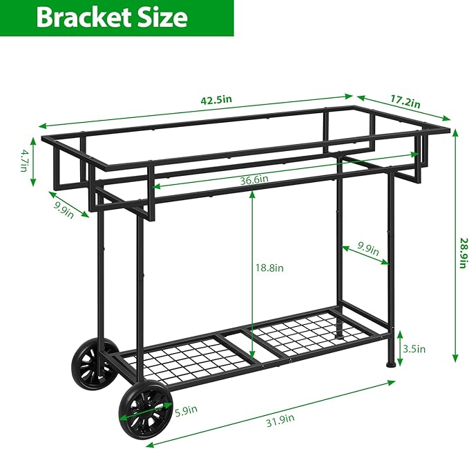 YBING Elevated Raised Garden Bed with Legs Outdoor Mobile Herb Garden Planter with Storage Shelf 6 Pocket Patio Raised Planter Boxes on Wheels Elevated Flower Bed 42x17x30in Green