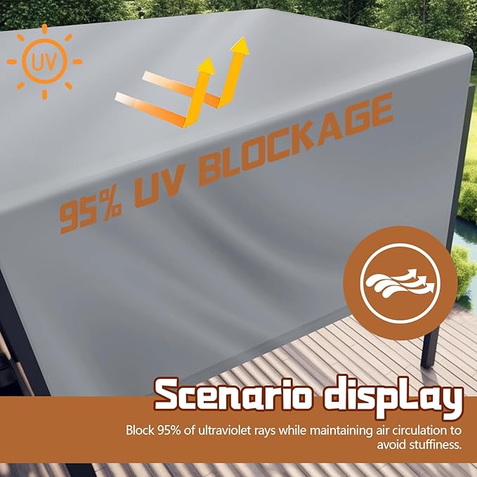Universal Pergola Replacement Canopy Outdoor Canopy Shade Cover Waterproof Shade Top Cover for Outdoor Patio Porch Backyard(16 x 10 ft,Gray)