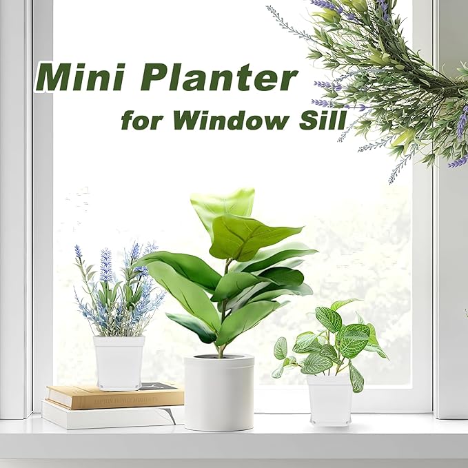 Anyumocz 24Pcs 3" Square Plastic Plant Pots,White Nursery Pots with Saucers,Seedling Nursery Transplanting Planter Container for Plants,Garden,Flower,Home,Office,Balcony Decor,Indoor,Outdoor