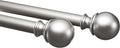Amazon Basics Easy Installation Adjustable Curtain Rod for Windows with Round Finials, 1-Inch Rod, 72" to 144", Nickel, 2-Pack