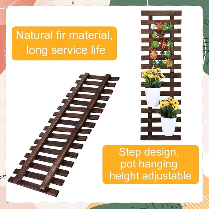 Weysat 4 Pcs Wall Planter Wooden Orchid Hanging Planter for Indoor Plants Wall Mount Planter Stand Frame Display Air Plant Holders Outdoor Vertical Rack Wall Decoration for Garden (12 x 35 in)