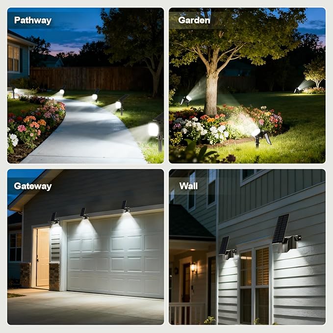 23 LED Solar Spot Lights Outdoor Waterproof, 2 Pack Solar Lights UP to 20Hrs, 3 Brightness Levels Spotlight Landscape Lighting, Auto ON/Off Outdoor Solar Lights for Yard, Garden, Lawn (Cool White)