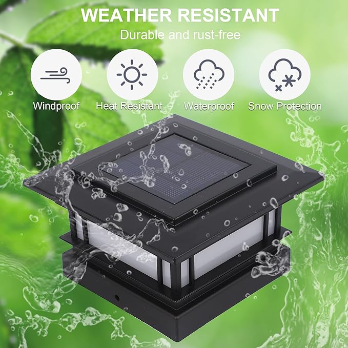 Dynaming 6 Pack Solar Post Cap Lights Outdoor, Fence Post Solar Lights Fit for 4x4 5x5 6x6 Vinyl/Wooden Posts, High Brightness Warm White SMD LED Lighting Decor for Garden Deck Patio