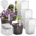 5.5 Inch Clear Square Nursery Pots with Drainage & Labels, 30Pcs Reusable Seed Starter Pots for Vegetables, Indoor Outdoor Gardening, Thick Transparent Plastic Plant Pots for Seed Starting