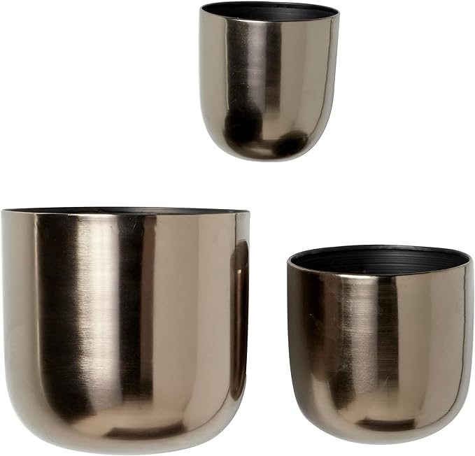 Deco 79 Metal Indoor Outdoor Wall Planter Indoor Outdoor Floating Hanging Planter, Set of 3 Plant Hanger 9", 7", 6"H, Black