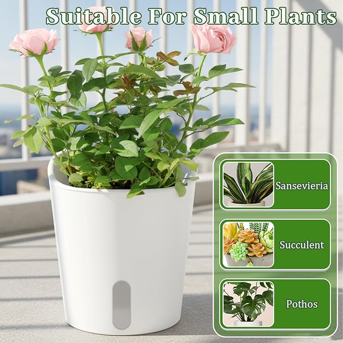 SHENLIU 3" Self Watering Pots, 20 Sets Plastic Self Watering Planters for Indoor Planters with Water Level Indicator and Multiple Vents Perfect for Succulents ﻿House Plants Flowers