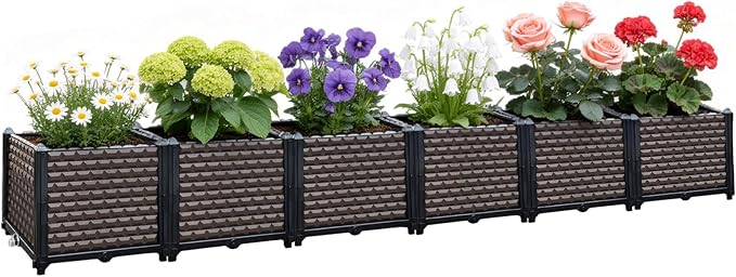 Large Planters for Outdoor Plants 14" Tall Planter Box, Raised Beds for Gardening Self Watering, Elevated Planter Box with Legs, Rectangular Garden Planters for Outdoor Plants Flowers, 94.4"L x 15.7"W