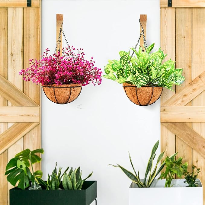 Wooden Plant Hangers - Hanging Plant Hooks for Indoor Outdoor, Wood Hanging Wall Plant Hooks Heavy Duty for Flower Pots Wind Chimes and Bird Feeders(2-Pack,8-Inch)
