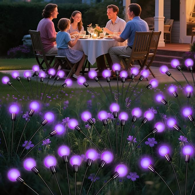 Solar Firefly Lights - 6 Pack 36 LEDs, Purple, Waterproof, Outdoor Garden Decor