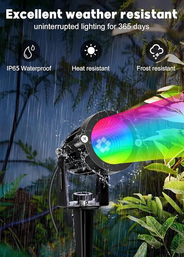 PYDS Christmas Spotlights Outdoor, 12W RGBW Halloween Spot Lights with Remote, 120V Plug-in Color Changing LED Landscape Lighting with IP65 Waterproof for Yard Garden Tree Decor, 2 Pack