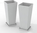 Tall Planters for Outdoor Plants Set of 2, 23.6" Large Taper Flower Plant Pots with Drainage Hole and Drainage Trays, Weather-Resistant Plastic planters for Patio, Porch, Garden, Grey