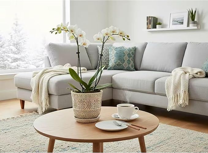 Gepege 6 Inch Ceramic Planter, White Plant Pot with Drainage Holes and Saucers for Indoor Plants, Birthday for Women Mom