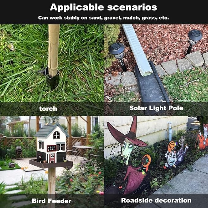 CNQLIS 6 Pcs Outdoor Light Stakes for Tiki Torch Stand - 10 3/4" Steel Torch Stakes - Garden Stakes for Lights, Stakes for Outdoor Lights for Solar Lights,Fishing Rods, Freestanding Poles