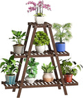 BMOSU Plant Stand Bamboo for Indoor Outdoor Tiered Plant Shelf 8 Potted Flower Holder Ladder Rack Garden Balcony Living Room Patio(3 Tier Brown)