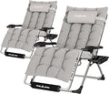 UDPATIO Oversized Zero Gravity Chair 33In XXL Patio Reclining Chair with Cushion, Outdoor Folding Recliner with Pillows, Cup Holder, Foot Rest & Padded Headrest, Support 500LB (2, Light Grey-XL)