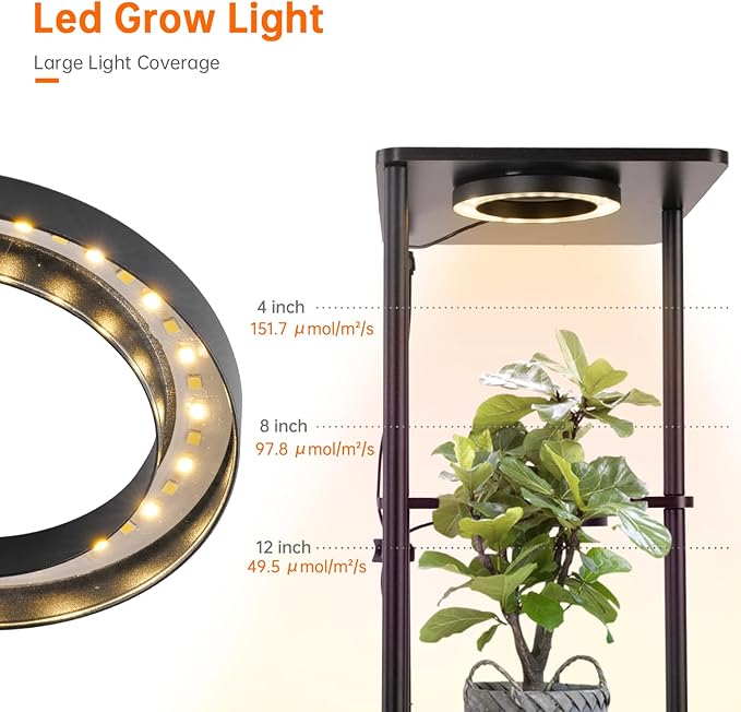 Bstrip Plant Stand Indoor with Grow Lights, 7-Tier Flower Rack, 5-Pack Full Spectrum Lights with Timer, Corner Plant Stand for Indoor Plants, 53" Tall Rectangular Stand for Living Room