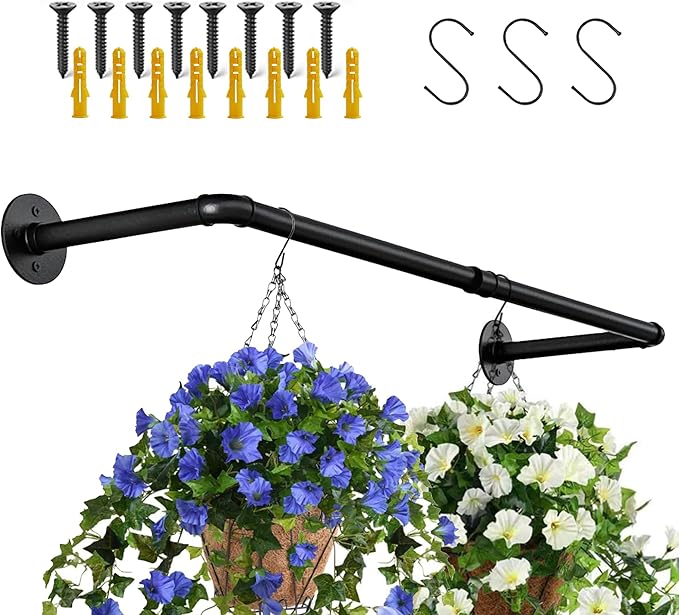 Hanging Planters for Indoor Plants,Window Plant Shelves,Plant Hanging Rod,Window Shelf for Plants,Plant Hanger Indoor Black with 3 Hooks(Pot & Plant Not Included) 36in