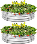 Land Guard Galvanized Raised Garden Bed 2Pcs, Planter Raised Garden Beds Outdoor, Round Clearance Raised Garden Beds for Gardening Vegetables 4x4x1ft……