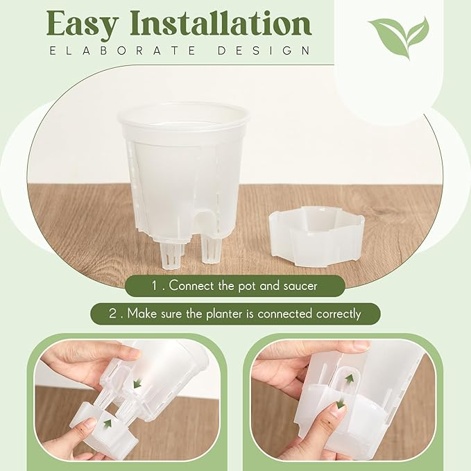 Self Watering Pots for Indoor Plants with Deep Reservoir and High Drainage Holes for Outdoor Plants and Flowers, Bare Root Planter(4.72'',Clear,9 Pcs)