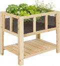 Raised Garden Bed with Transparent Acrylic Side Panels, Elevated Wooden Planter Box with Shelf for Vegetables, Herbs & Flowers,Outdoor Raised Garden Planter for Patio, Balcony & Backyard
