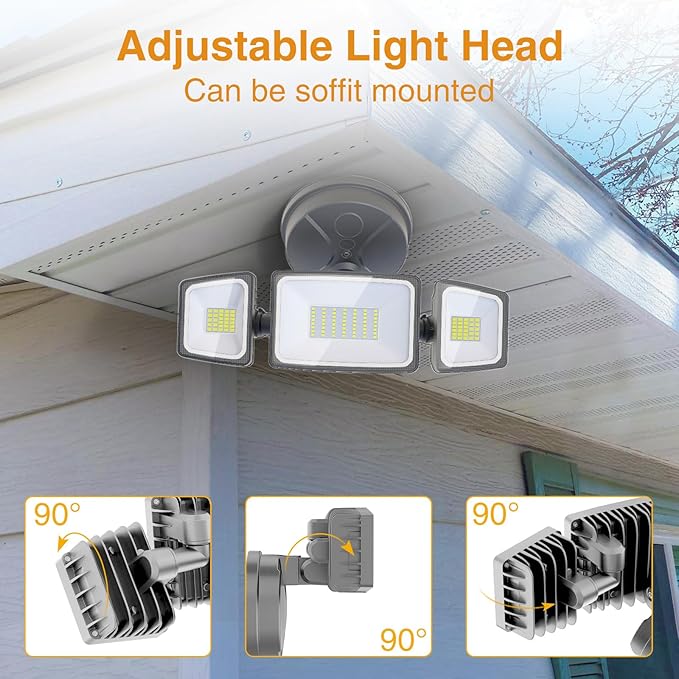 Onforu 75W LED Security Light, 7000LM Brightness Outdoor Flood Light Fixture Switch Controlled, IP65 Waterproof, 6500K White Wall Mount Exterior Security Floodlight for Eave, Yard, Garage, Porch