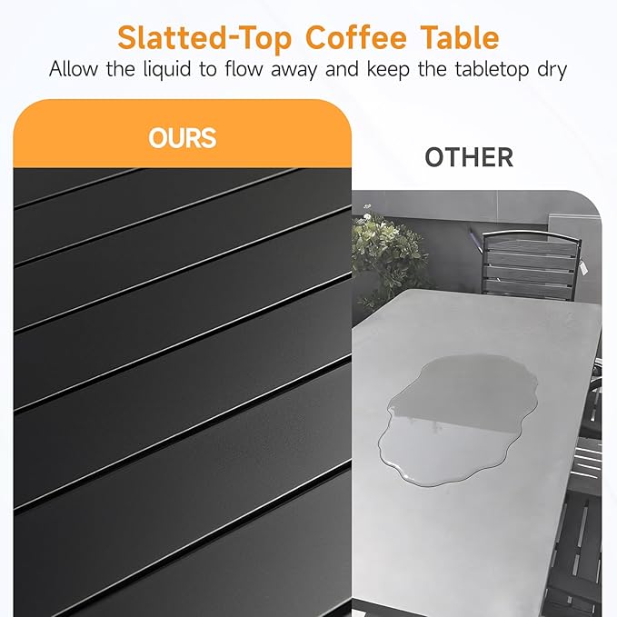 ONBRILL Outdoor Metal Coffee Table, 36 Inch Patio Black Coffee Table for Porch, Backyard, Poolside, Balcony