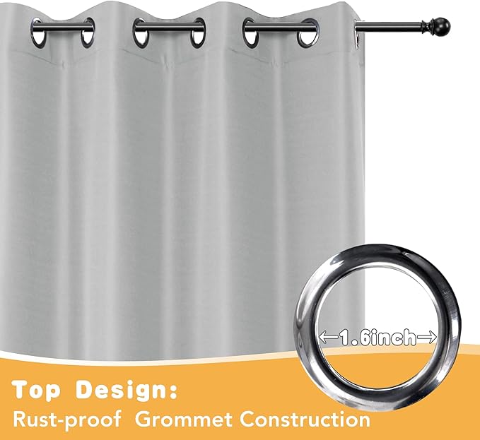 HolidayIdeas Outdoor Curtains for Patio Waterproof, 4 Panels - 54 x 95 Inch - Privacy Protection & Light Filtering Curtains Silver Grommet Outside Curtains for Porch, Gazebo, Pergola, Backyard