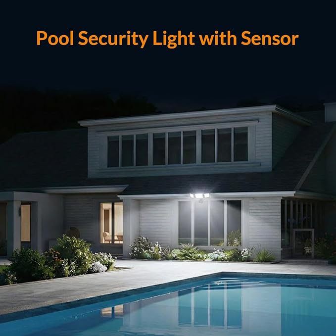 LEPOWER LED Security Lights Motion Sensor Light Outdoor, 38W 4200LM Light, 5500K, IP65 Waterproof, 3 Head Detected Flood Light for Garage, Yard, Porch (White)